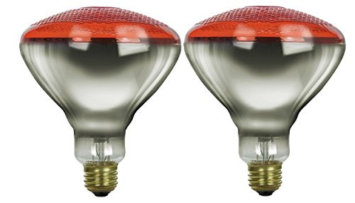 Pack Of 2 100BR38/FL/R Incandescent 100 Watt, Floodlight, Medium Based (E26), BR38 Reflector Colored Bulb, Red