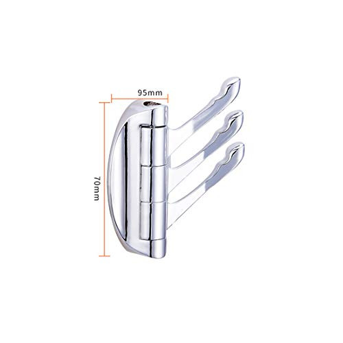 Set of 2 Solid Metal Swivel Hook Heavy Duty Folding Swing Arm Triple Coat Hook with Multi Three Foldable Arms Towel/Clothes Hanger for Bathroom Kitchen Garage Wall Mount Chromium, 666