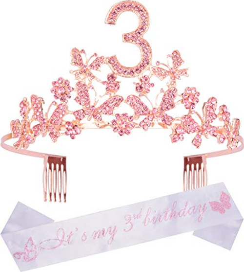 3rd Birthday Decorations Party Supplies, 3rd Birthday Gifts for Girl, 3rd Birthday Tiara and Sash, 3rd Sash, Its My 3rd Birthday, 3rd Birthday Party Supplies and Decorations, Happy 3rd Birthday