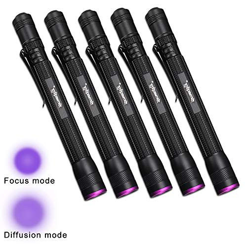 UV Blacklight Flashlight,Castnoo 395NM UV Flashlight-Zoomable Mini Blacklight Pen Light for Leak,Pet Urine,Hotel Inspection,Dry Stain (5 Pcs)