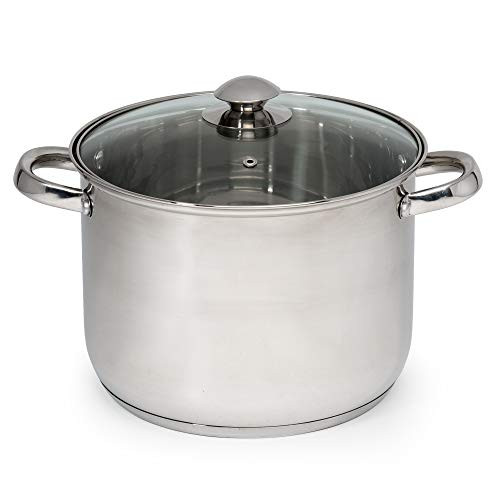 Ecolution Pure Intentions Stainless Steel Stock Pot/Stockpot with Tempered Glass Steam Vented Lid, 8 Quart