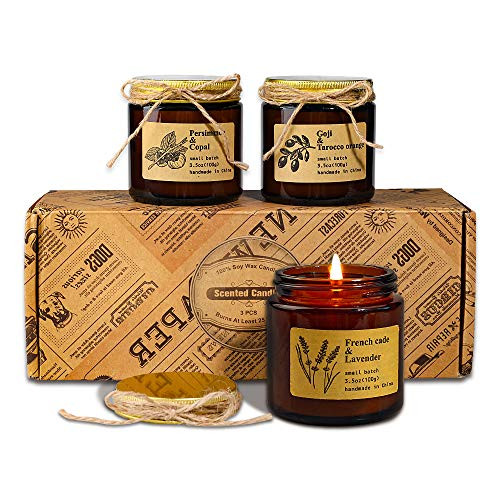 Scented Candles, Aromatherapy Candles, Highly Scented and Long Burning Vintage Jar Soy Candles, Natural Organic Soy Wax Candles with Pure Essential Oil for Stress Relief Relaxation, Gifts for Women Scented Candles, Aromatherapy Candles, Highly Scented and Long Burning Vintage Jar Soy Candles, Natural Organic Soy Wax Candles with Pure Essential Oil for Stress Relief Relaxation, Gifts for Women