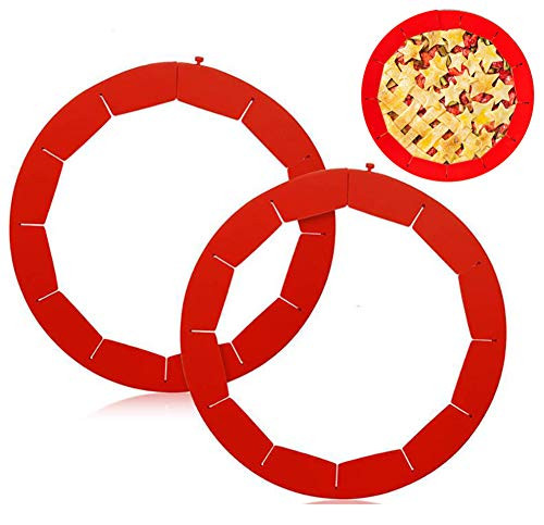 GIYOMI Pie Crust,2 Pack Pie Crust Shield Silicone Pie Protectors Adjustable Silicone Pie Crust Shield Fit 8-11 Inch Diameter Pies