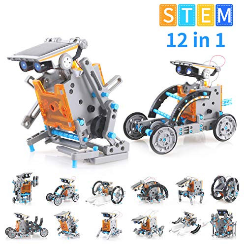 EJOYFL Solar Robot Kit 12-in-1 Science STEM Robot Kit Toys for Kids Educational DIY Robotics Kit Solar Powered for Age 8-12 Kids