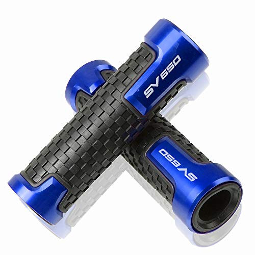 2Pcs 7/8''22mm Motorcycle Handlebar Grips Anti Slip Handle Grips for SUZUKI SV650 SV 650 SV650A SV650X SV650S (Blue)