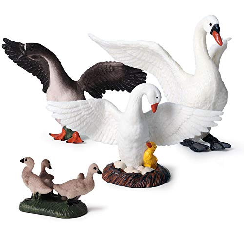 Hibon Farm Animals Figurines Simulated Farm Life Realistic Plastic Animals Figurines for Collection Educational Props (Goose, Set of 4)