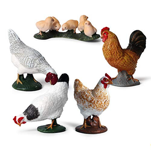 Hibon Farm Animals Figurines Simulated Farm Life Realistic Plastic Animals Figurines for Collection Educational Props (Chicken, Set of 5)