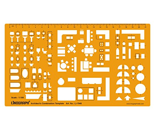 Architect Combination Design Template Stencil Symbols Technical Drafting And Drawing Scale 1:100