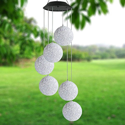 Yooda Crystal Ball Solar Wind Chimes LED Color-Changing Wind Mobile Outdoor Waterproof Solar Powered Wind Chimes Wind Bell Light for Patio Yard Garden Home Decoration