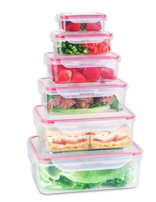 Fresh Friend Food Storage Containers with Lids BPA Free, Plastic Airtight Meal Prep Containers for Lunch, Stackable Kitchen Storage Containers for Food, Set of 6