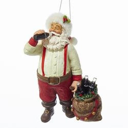 Kurt Adler CC9162 Santa Drinking Coke Ornament, 5.5"