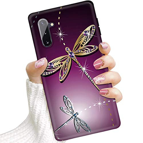 for Samsung Note 10, Galaxy Note 10, Protective Art Design Soft Back Case Phone Cover, IMD IMD0067 Purple Dragonfly 0067