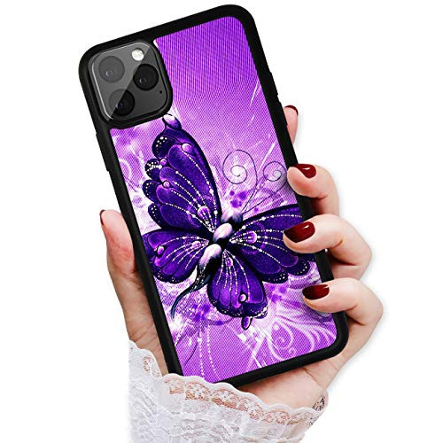for iPhone 11, Art Design Soft Back Case Phone Cover, HOT12122 Purple Butterfly