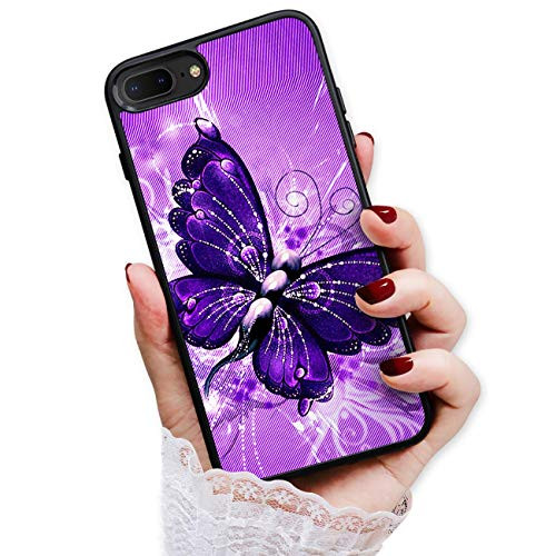 for iPhone 8, iPhone 7, iPhone SE 2 (2020), Art Design Soft Back Case Phone Cover, HOT12122 Purple Butterfly