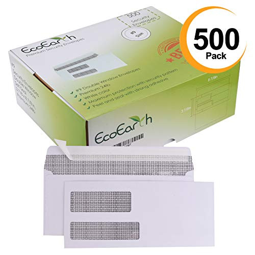 EcoEarth #9 Double Window Envelopes (Premium Self Seal) (500 Pack), envelopes self Seal, Window envelopes 9, self Sealing envelopes #9, Double Window envelopes self Seal 9, Window envelopes self Seal