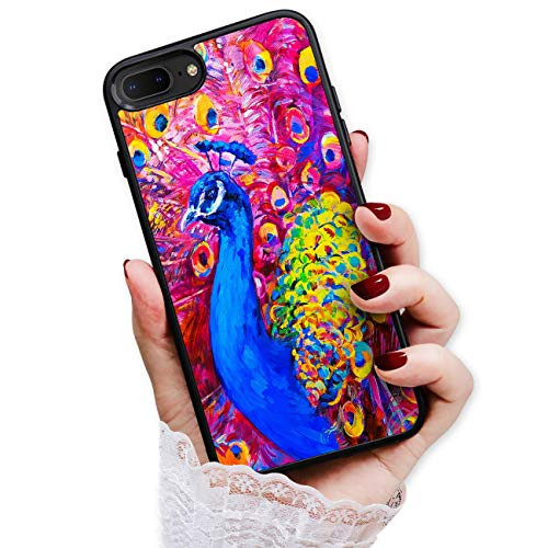 for iPhone 8 Plus, iPhone 7 Plus, Art Design Soft Back Case Phone Cover, HOT12571 Peacock Paint