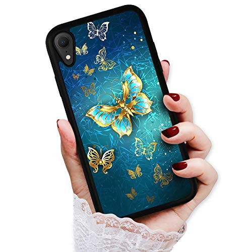 for iPhone Xs, iPhone X, Art Design Soft Back Case Phone Cover, HOT12154 Blue Butterfly