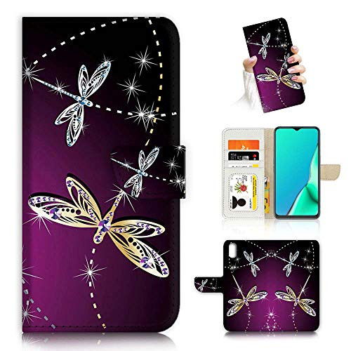 for iPhone XR, Fancy Art Wallet Flip Phone Case Cover, A23011 Purple Dragonfly 23011