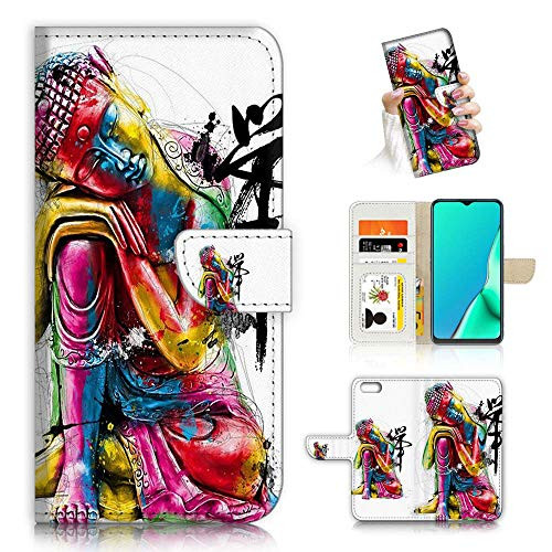 for iPhone 8 Plus, iPhone 7 Plus, Fancy Art Wallet Flip Phone Case Cover, A23014 Buddha