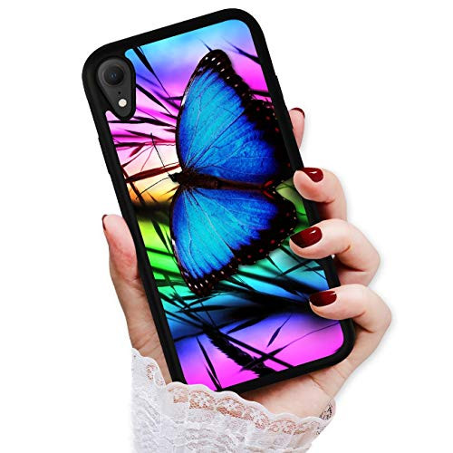 for iPhone Xs, iPhone X, Art Design Soft Back Case Phone Cover, HOT12889 Blue Butterfly 12889