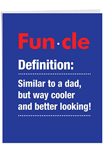 NobleWorks - Funcle - Funny Happy Birthday Card for Uncle - Bday Notecard with Envelope (Big 8.5 x 11 Inch) J7232BDG-US