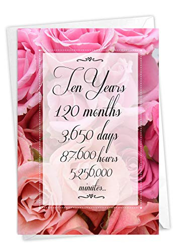 NobleWorks 10 Year Time Count - Milestone Anniversary Greeting Card with Envelope (4.63 x 6.75 Inch) - Milestone Measurement C9087MAG