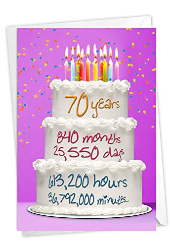 NobleWorks 70 Year Time Count - Milestone Birthday Greeting Card with Envelope (4.63 x 6.75 Inch) - Milestone Metric C9094MBG
