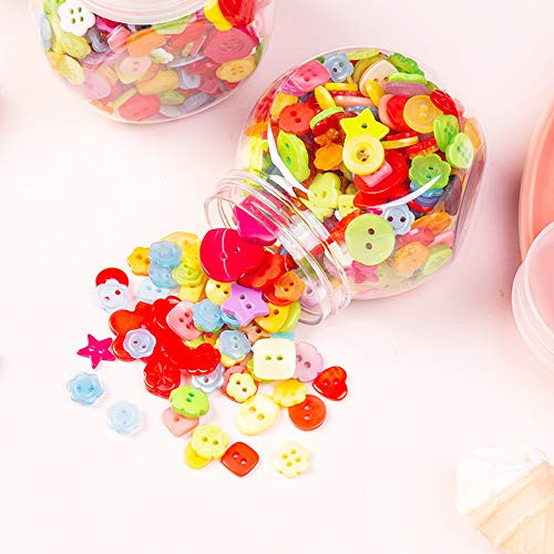 LW 400+ Pcs Colorful Assorted Size Resin Buttons Craft for Sewing DIY Crafts Children's Manual Button Painting