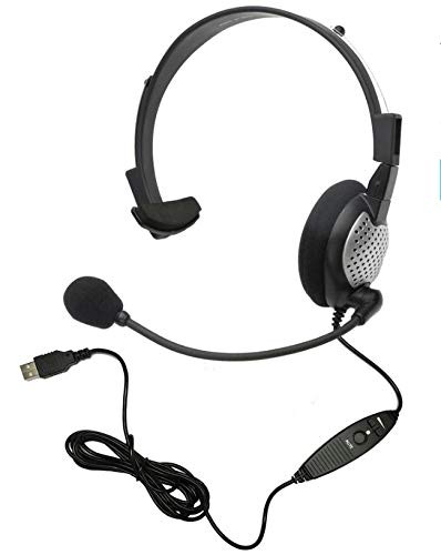 Voice Recognition USB Headset with Noise Cancelling Boom Microphone for Dragon NaturallySpeaking 15, Dragon 15 Home, Premium, Professional (Single-Sided Headset)