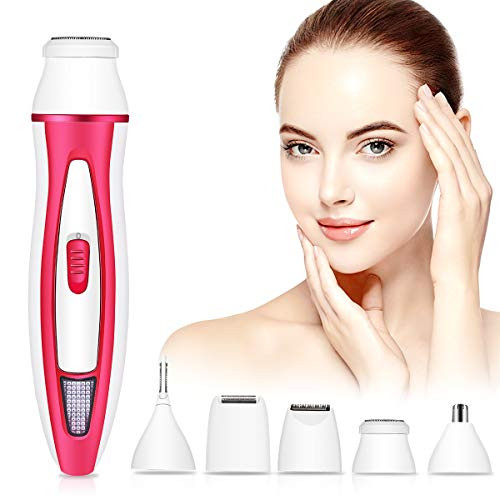 Veru ETERNITY Facial Hair Removal for Women, 5 in 1 Painless Hair Remover for Women- Includes Facial Shaver, Eyebrow Trimmer, Nose Trimmer, Body Shaver, Beard Trimmer-USB Rechargeable