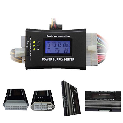 Yiqigou 20 24 Pin ATX BTX ITX TFX Power Detection Tool LCD Display Computer Power Supply Tester with Buzzer Automatic Alarm