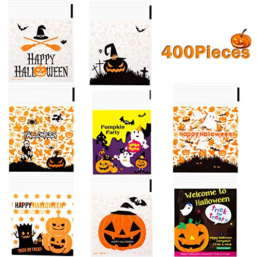 Whaline 400Pcs Halloween Candy Bag, Self Adhesive Clear Cookie Treat Bags, Cellophane Plastic Gift Bags for Halloween Party Supplies, Homemade Craft, Snack Gift Packing (8 Styles) Whaline 400Pcs Halloween Candy Bag, Self Adhesive Clear Cookie Treat Bags, Cellophane Plastic Gift Bags for Halloween Party Supplies, Homemade Craft, Snack Gift Packing (8 Styles)