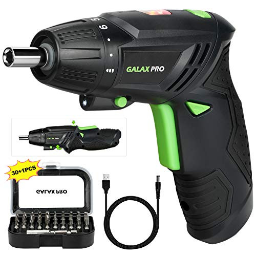 Cordless Screwdriver, GALAX PRO 3.6V Electric Screwdriver, 2000mAh Li-ion Battery with Battery Indicator with 4N.m Max. Torque and 31PCS Free Accessories for Home DIY