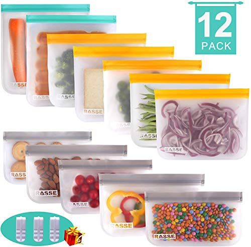 Reusable Storage Bags - 12 Pack Food Storage Bags(5 Ziplock Lunch Bags + 5 Reusable Snack Bags + 2 Leakproof Reusable Gallon Bags) BPA Free Freezer Ziplock Lunch Bags Leakproof Reusable Sandwich Bags Reusable Storage Bags - 12 Pack Food Storage Bags(5 Ziplock Lunch Bags + 5 Reusable Snack Bags + 2 Leakproof Reusable Gallon Bags) BPA Free Freezer Ziplock Lunch Bags Leakproof Reusable Sandwich Bags