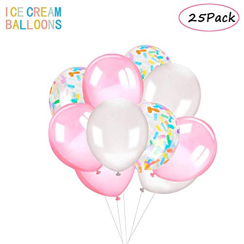 Pink Icecream Balloons Confetti Latex Balloons,25 pack 12 inch Birthday Balloons with Ribbon for Party Wedding Bridal Shower Decorations Pink Icecream Balloons Confetti Latex Balloons,25 pack 12 inch Birthday Balloons with Ribbon for Party Wedding Bridal Shower Decorations