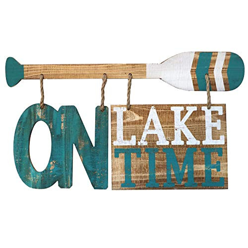 Barnyard Designs On Lake Time Wooden Sign Rustic Vintage Primitive Lake House Home Decor Sign 23.75 x 13