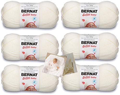 Bernat Softee Baby Yarn - 6 Pack with Patterns (Antique White)