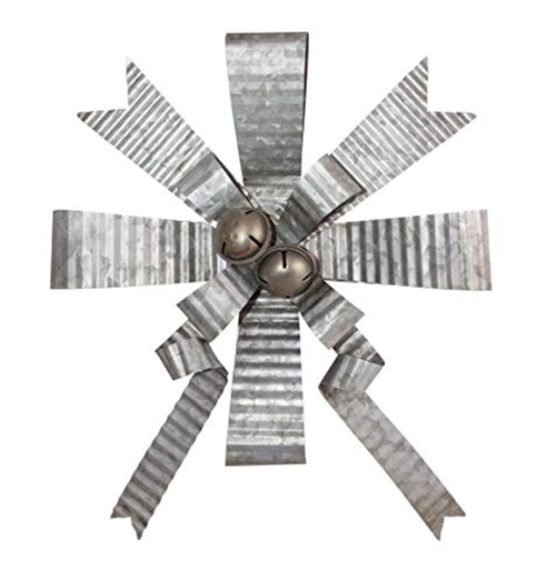 Melrose International Bow Jingle Bell Silver Tone 14 inch Metal Christmas Hanging Holiday Figurine Melrose International Bow Jingle Bell Silver Tone 14 inch Metal Christmas Hanging Holiday Figurine