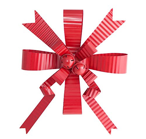 Melrose International Bow Jingle Bell Rosy Red 14 inch Metal Christmas Hanging Holiday Figurine Melrose International Bow Jingle Bell Rosy Red 14 inch Metal Christmas Hanging Holiday Figurine
