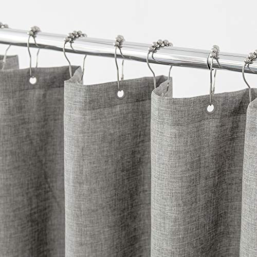 Aimjerry Grey Heavy Duty Fabric Shower Curtain for Bathroom, Washable 72x72 inc