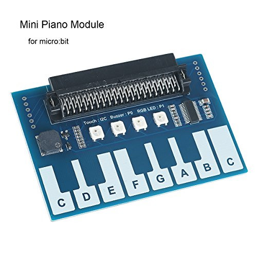 MakerFocus BBC Microbit Accesories Mini Piano Module for BBC Micro:bit Board, Touch Keys to Play Music, Micro:bit Edge Connector Directly Pluggable, with RGB LED, Buzzer to Play Music