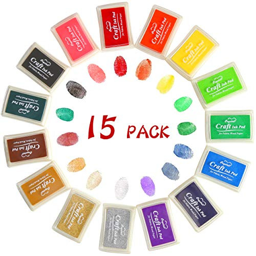 FINGOOO Washable Ink Pads for Kids, Craft Ink Stamp Pads for Rubber Stamps, Paper, Scrapbooking, Wood Fabric, Best Gift for Kids (15 Pack) FINGOOO Washable Ink Pads for Kids, Craft Ink Stamp Pads for Rubber Stamps, Paper, Scrapbooking, Wood Fabric, Best Gift for Kids (15 Pack)