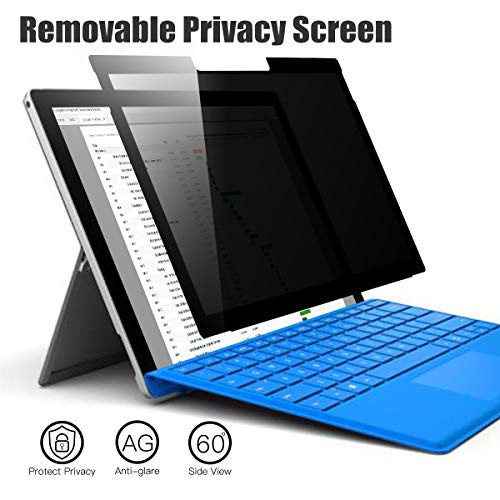 iKammo Surface Pro 7 Privacy Screen Protector, Anti Spy Filter Anti Glare Privacy Screen for Microsoft Surface Pro 7/6/5/4/3 12.3 Inch, Full Removable Eay On/Off Bubble Free Privacy Filter