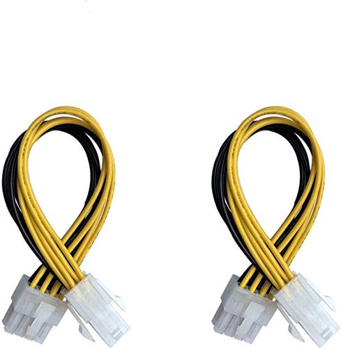 2 Pack 8 Inch 4-Pin Female to 8-Pin Male ATX EPS 12V Motherboard CPU Power Supply P4 Converter Cable by Feigo