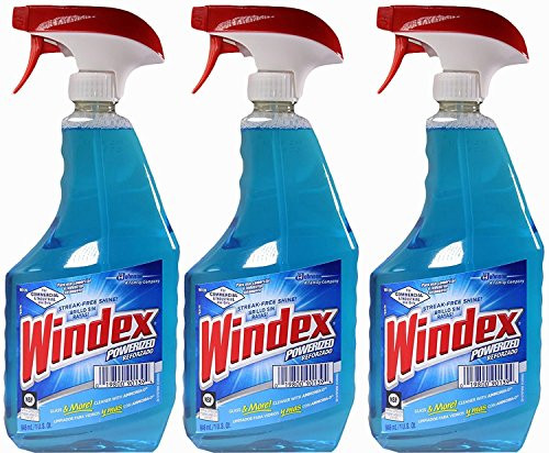 Windex Powerized Glass Cleaner with Ammonia-d, 32 Oz. Trigger Spray Bottle (Pack of 3)