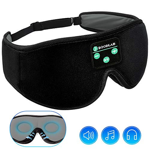 Sleep Headphones Bluetooth 3D Eye Mask, Boodlab 3D Wireless Sleeping Headphones Sleep Mask with Ultra-Thin HD Stereo Speakers Washable Adjustable for sleeping Side Sleepers Air Travel Yoga, Meditation