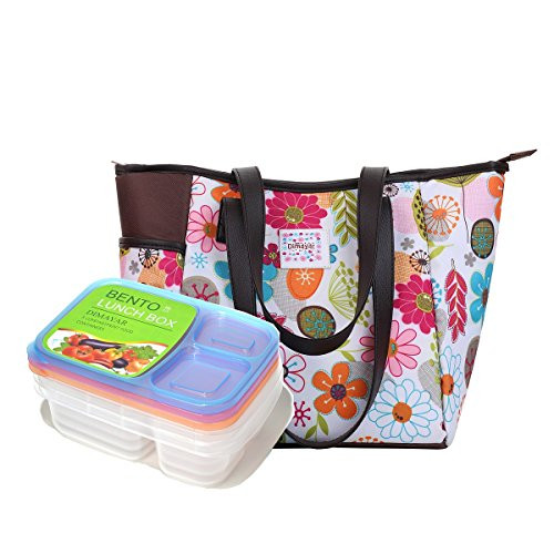 Dimayar Bento Lunch Box 3 Pieces 1 Insulated Lunch Bag Lunch Bags for Women Insulated Bento Lunch Bag