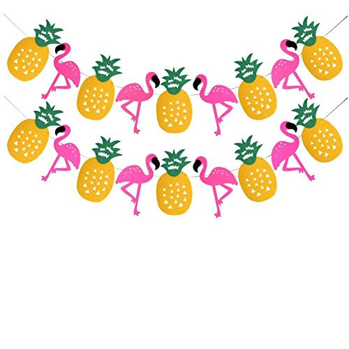 Flamingo and Pineapple Banner Garland - No DIY Required, 2 Pack | Felt Banner | Flamingo Party Supplies | Pineapple Party Decor for Hawaiian Luau Party Supplies | Beach Summer Tropical Party Theme Flamingo and Pineapple Banner Garland - No DIY Required, 2 Pack | Felt Banner | Flamingo Party Supplies | Pineapple Party Decor for Hawaiian Luau Party Supplies | Beach Summer Tropical Party Theme
