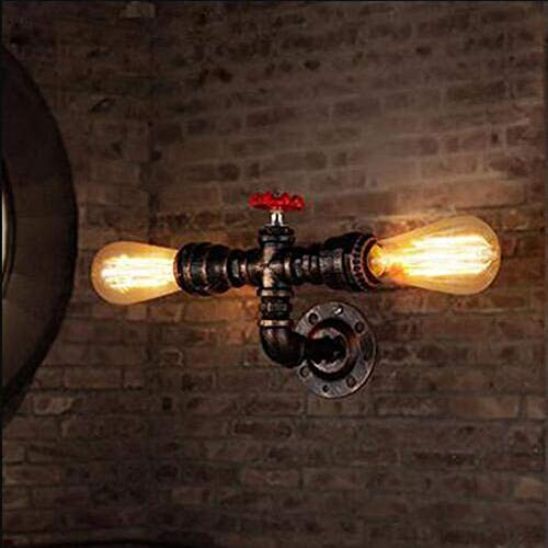 BYSUN Retro Wall lamp Retro Industrial Steampunk Wall Sconce, 2 Lights Metal Water Pipe Style Wall Mounted Lamp Light Fixture E26 Wall Industrial Vintage Edison Lamp Fixture BYSUN Retro Wall lamp Retro Industrial Steampunk Wall Sconce, 2 Lights Metal Water Pipe Style Wall Mounted Lamp Light Fixture E26 Wall Industrial Vintage Edison Lamp Fixture