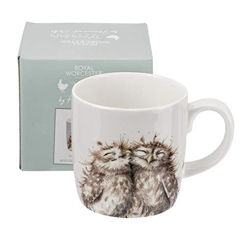 Wrendale Designs 'The Twits' Owl Mug by Royal Worcester Large 14 oz Bone China White Color